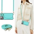 thumbnail image 4 of Crossbody Phone Cases for iPhone 14 Pro Max with Card Holder for Women,iPhone 14 Pro Max Case Wallet with Lanyard Strap,PU Leather Magnetic Clasp [Ring Holder Kickstand],(Mint Green), 4 of 14