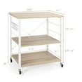 thumbnail image 3 of Barara King Baker's Rack, Microwave Stand,Bun Pan Sheet Rack, Kitchen Storage Shelf Rack,3-Tier Kitchen Baker's Rack Microwave Oven Storage Cart with Hooks-Light Brown, 3 of 8