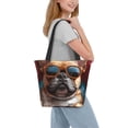 thumbnail image 2 of Uemuo French Bulldog In Sunglasses Print Tote Bags for Women,Large Capacity Corduroy Bag,Reusable Grocery Shoulder Bag,Beach Tote with Zipper Closure, Daily Essentials, 2 of 7
