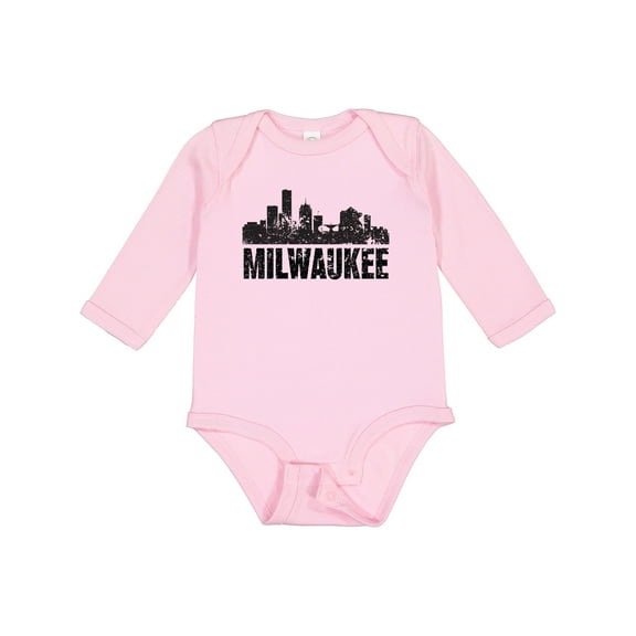 Inktastic Milwaukee Skyline Grunge Boys or Girls Long Sleeve Baby Bodysuit