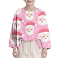 thumbnail image 2 of Blusas y camisas de manga larga con cuello redondo Camisa para niños Camisa de manga larga con estampado navideño Cuello redondo Top corto holgado de moda Top de poliéster para niña, 2 of 8
