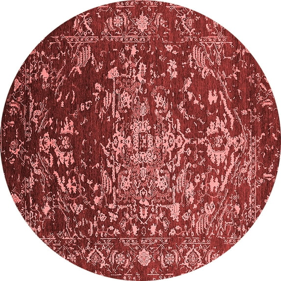 Ahgly Company Indoor Round Oriental Red Industrial Area Rugs, 5' Round