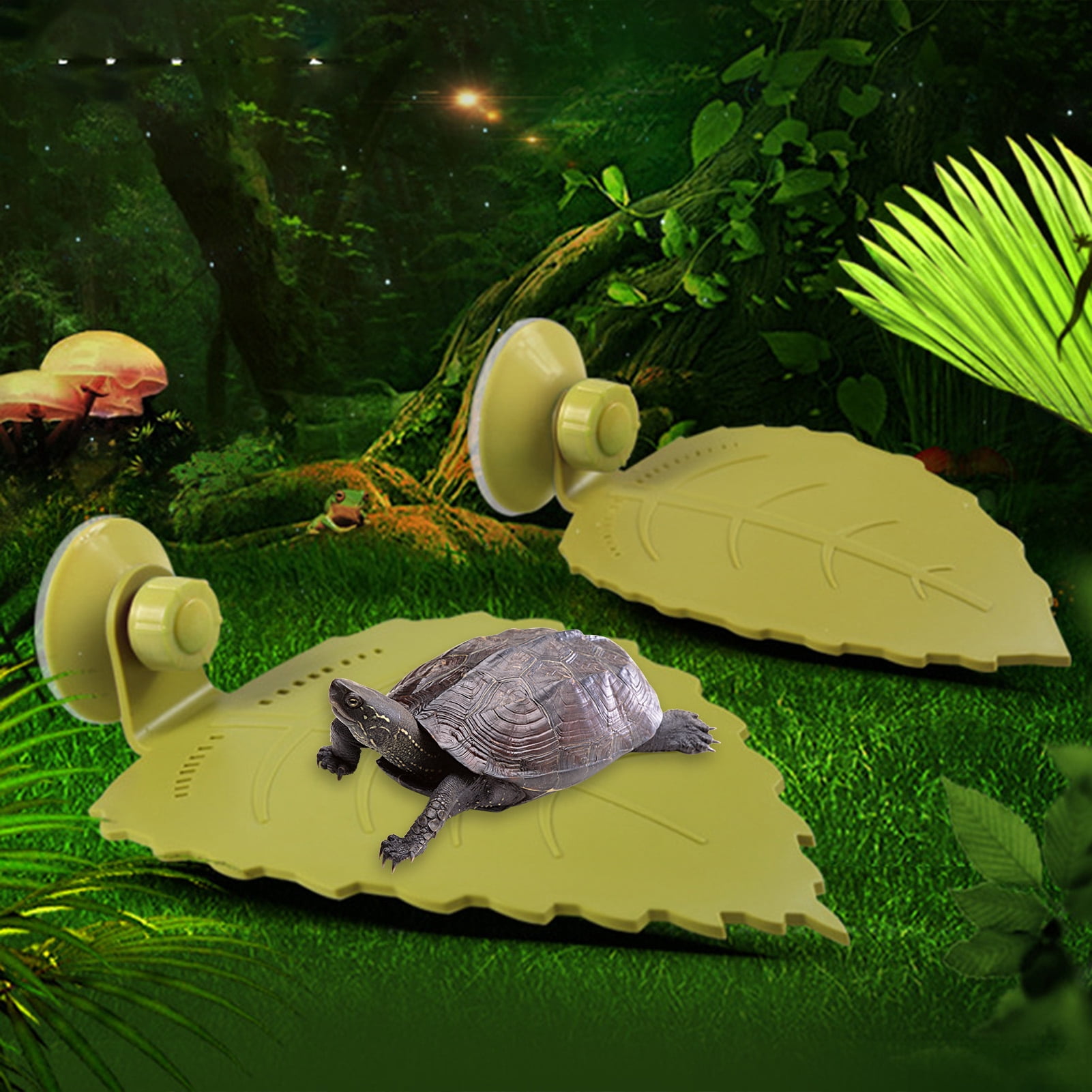 Walbest 1 Pack Turtle Platform, Turtle Terrace with Suction-Cup Adjustable Reptile Basking Board Platform