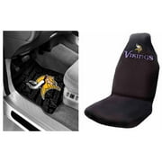 NFL Minnesota Vikings 2 pc Front Floor Mats and Minnesota Vikings Car Seat Cover Value Bundle