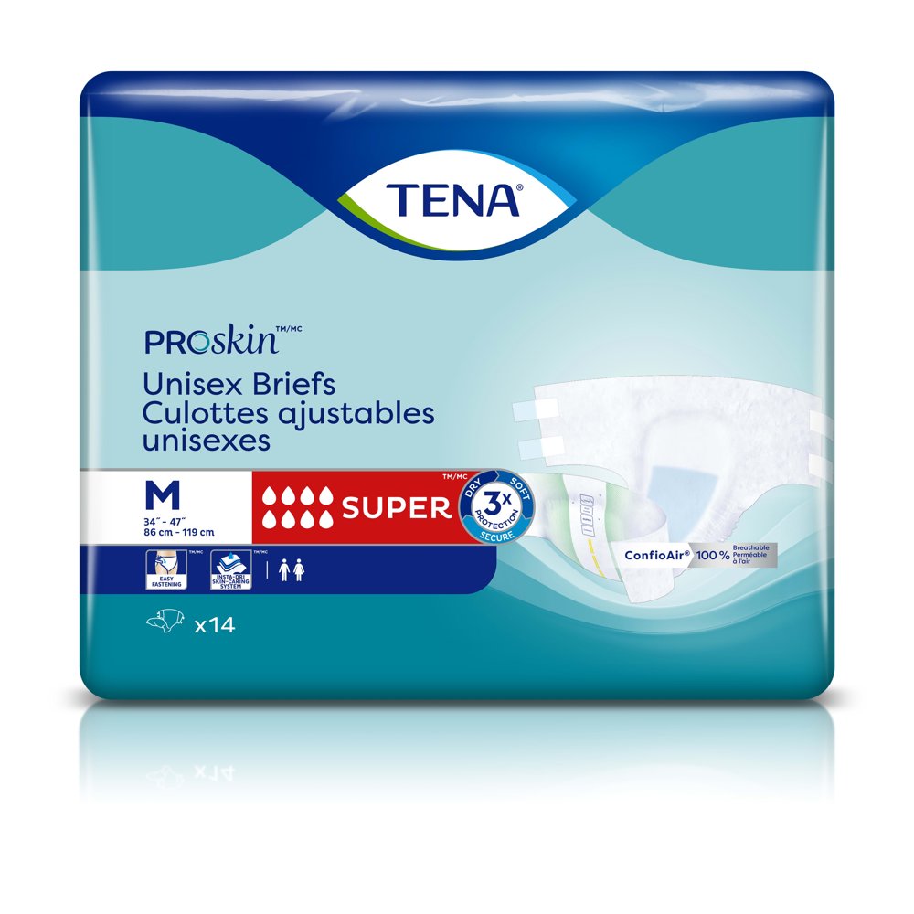 Tena ProSkin Unisex Adult Diapers, Maximum Absorbency, Medium, 14 ct