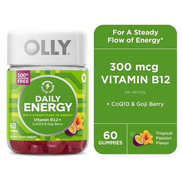 OLLY Daily Energy Gummy Supplement with CoQ10 & B12, Caffeine Free