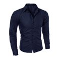 thumbnail image 1 of Mens Long Sleeve Button Down Dress Shirt Business Formal Party Slim Shirts Tops, 1 of 8