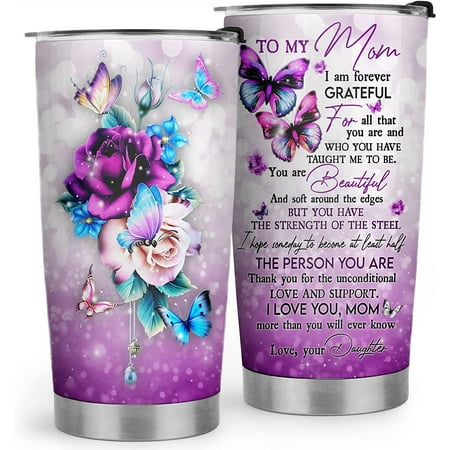 

Gifts for Mom from Daughter - Mom Gifts - Birthday Gifts for Mom Mom Christmas Gifts from Daughter Mom Birthday Gifts - 20oz Rose Stainless Steel Tumbler