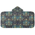 thumbnail image 5 of Yayeee Kids Hooded Towel with Hand Pockets Beach Soft Absorbent Bath Wrap 50 x 23.5 inch, Gold Peacock Pattern, 5 of 5