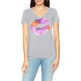 thumbnail image 2 of Hanes Womens Short Sleeve V-Neck Tee, L, Floral Lips/Light Steel, 2 of 3