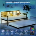 thumbnail image 4 of Giantex Twin Daybed Bed Frame w/Trundle, LED & Charging Station, Adjustable Metal Sofa Bed Frame, 4 of 8