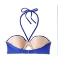 thumbnail image 4 of Women's Lightly Lined Ribbed Halter Bikini Top - Shade & Shore™ Blue 34B, 4 of 4