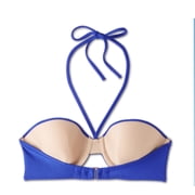 Women's Lightly Lined Ribbed Halter Bikini Top - Shade & Shore™ Blue 34B
