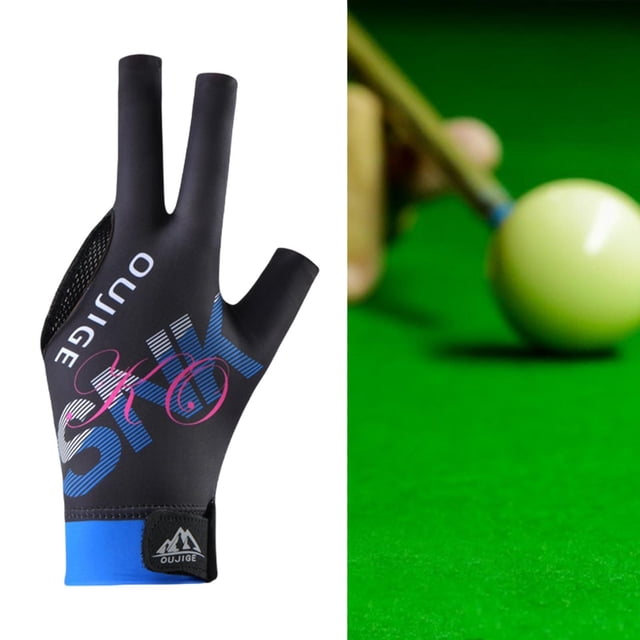 Guante de Billar Colamx 3 Dedos Antideslizante Negro Azul