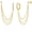 A-Gold, variant on Double Piercing Chain Earrings for Women - Solitaire CZ Stud to Huggie Hoop with 3-Layer Dangling Chains, Silver-Tone Inlaid Jewelry Gift