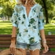 thumbnail image 5 of Tejiojio Women's V-Neck Loose Fit Solid Color Blouse Short Sleeve Button-Down Casual S-2XL, 5 of 9
