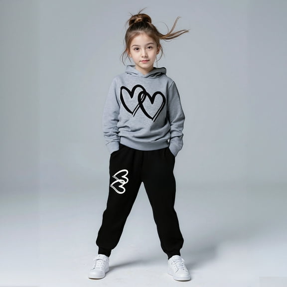 Kids Kids Sweatsuit Set for Girls,2PC Long Sleeve Grey Tracksuit Hoodie Sweatpants Winter Clothes Toddler Boys Clothes 4-5 Years Cute Boys Girls Clothing