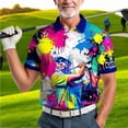 thumbnail image 5 of HOMYGIFTS Men’s Pop Art Neon Grunge Golf Polo – Graffiti Spray & Metallic Sunburst, 5 of 9