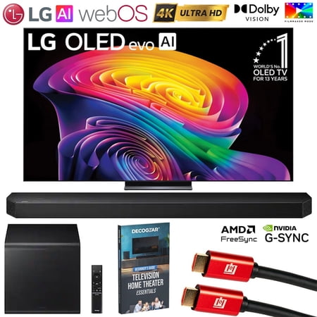 LG 77 Inch OLED evo AI C6H 4K Smart webOS TV (2026) OLED77C6HUP Bundle with Samsung HWQ800H 5.1.2 ch. Q-series Soundbar System, 2x HDMI Cable and Deco Gear Home Theater Beginner's Guide