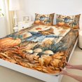 thumbnail image 4 of Manfei Classic Halloween Pumpkin Lantern Bed Sheets,Hello Fall Foliage Print Full Size Sheets,4 Pieces,1 Flat Sheet,1 Fitted Sheet and 2 Pillowcases, 4 of 6