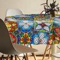 thumbnail image 5 of Round Tablecloth 60 inch, Mexican Talavera Table Cloth, Waterproof Washable Polyester Wrinkle Resistant Table Cover for Kitchen Dining Table, Wedding, Buffet Parties and Camping, 5 of 6