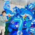 thumbnail image 4 of Set de globos Woizoeiy, 40 cm, 7 números, con forma de tiburón azul, para fiesta, 4 of 8