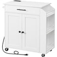 thumbnail image 1 of HOOBRO Kitchen Island with Power Outlet, Kitchen Storage Island with Spice Rack and Drawer, Rolling Kitchen Cart on Wheels, for Home, Kitchen and Dining Room, White and Natural WN82UZD01G1, 1 of 4