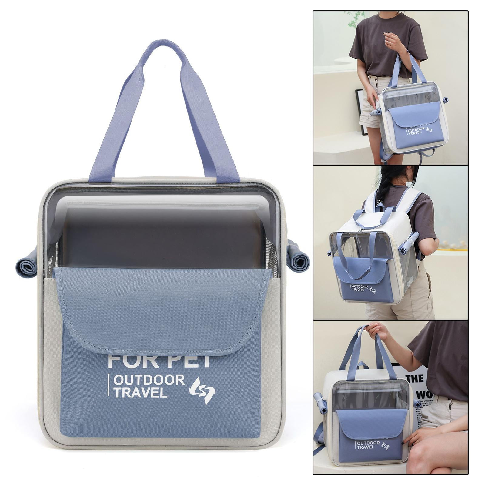 Bvdfgk Dog carrier backpack made of oxford fabric, ventilated with handle for outdoor, Blue