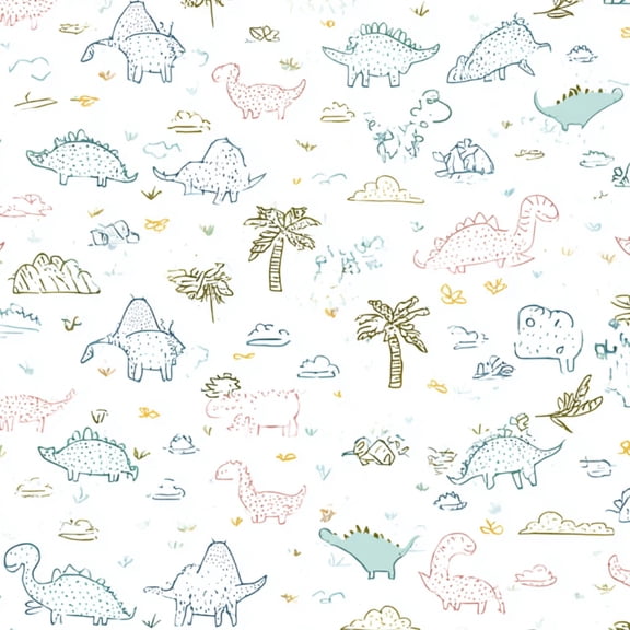 Peel and Stick Wallpaper Cute Dinosaur Tropical Landscape Mountains Wall Mural 23.6in x 9.8ft Self Adhesive Removable Wall Paper Renter Friendly Wallpaper for Nursery Bedroom Cabinets