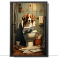 thumbnail image 2 of Nederlandse Kooikerhondje Dog Canvas Wall Art for Bedroom Living Room Home Decor,Funny Dog Canvas Sitting on The Toilet Animal Pattern Office Artworks, modern wall decor, Ready to Hang, 2 of 6