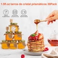 thumbnail image 2 of Mini tarro de miel hexagonal de cristal，Paquete de 30 frascos para miel con cuchara, colgantes de abeja, cuerda de cáñamo, bolsa de regalo y etiqueta, para regalos de bodas y fiestas, 2 of 4