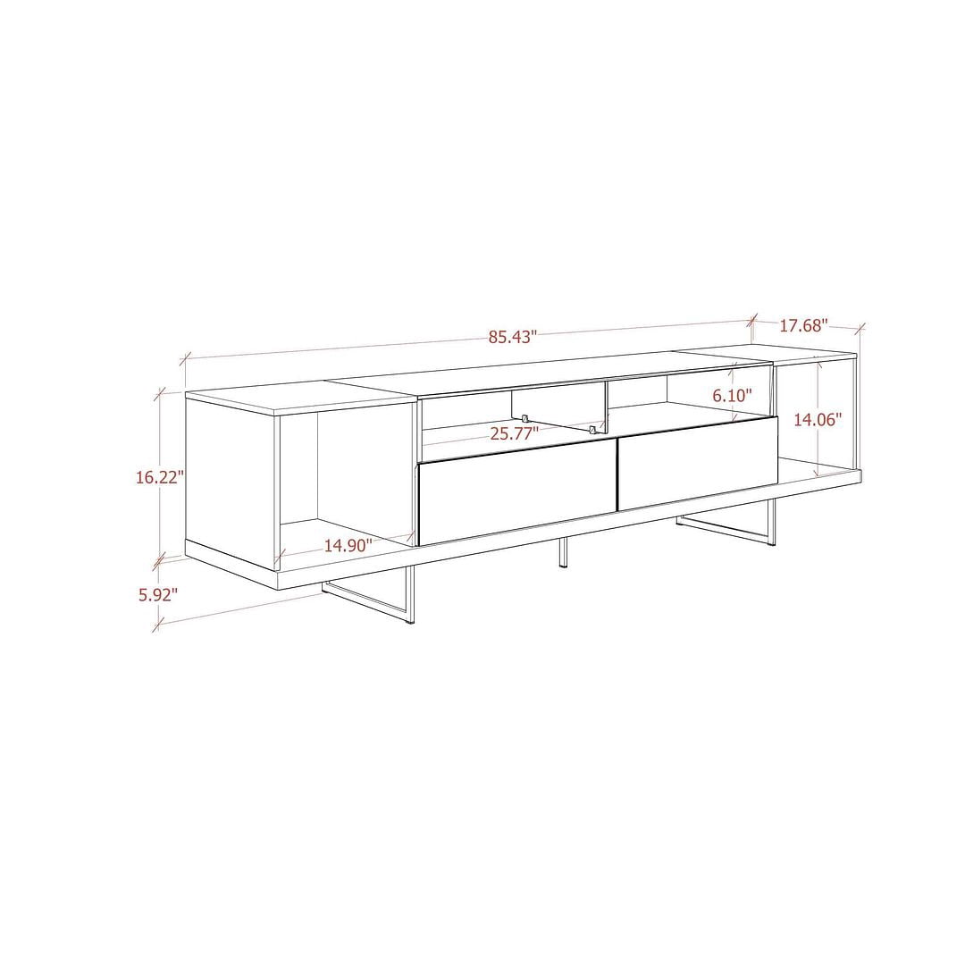 Celine 85.43 TV Stand in Off White and Nude Mosaic Wood