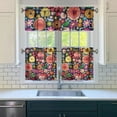 thumbnail image 3 of Bohemian Farmhouse Curtains 24" Short - 3 Panel Vintage Floral Set with Wildflowers & Sunshine, Rod Pocket Window Drapes for Rustic Kitchen, 3 of 5