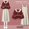 thumbnail image 1 of Winter Red Sweater Set For Women Tank Dress 2-piece Set Christmas Style Elegant, 1 of 5