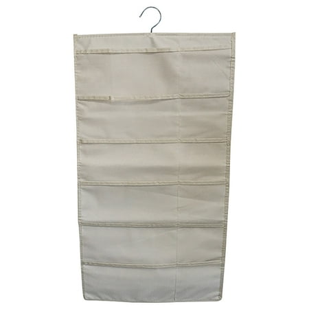 

Hanging Closet Organizer 2-Sided Mesh Pockets Wardrobe Storage Bag Pouch for Underwear Bra Socks 30 Grid Beige