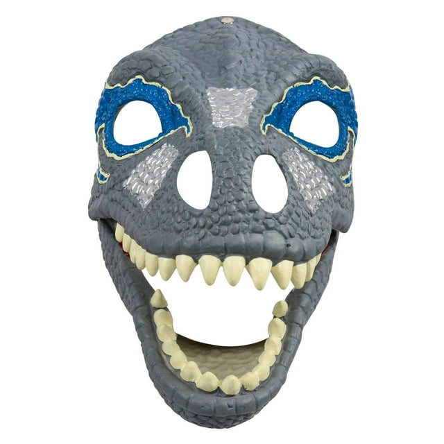 Máscara de dinosaurio Máscara de animal de mandíbula móvil para festivales de Cumpleaños Adultos Azul Cubierta de dinosaurio
