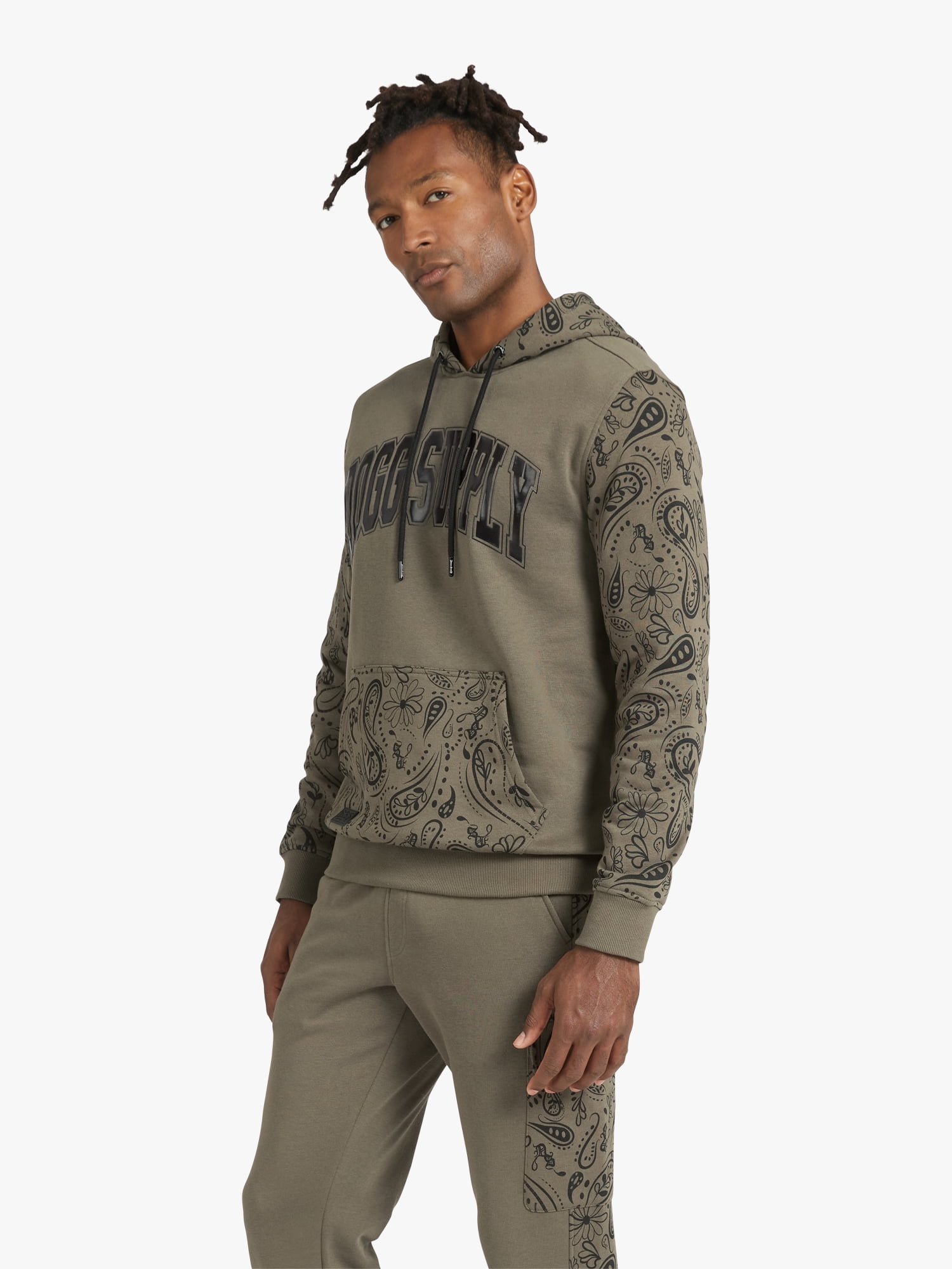 Dogg Supply by Snoop Dogg All-Gender Men's and Women's Paisley Colorblocked Fleece Hoodie, Sizes XS - 3XL