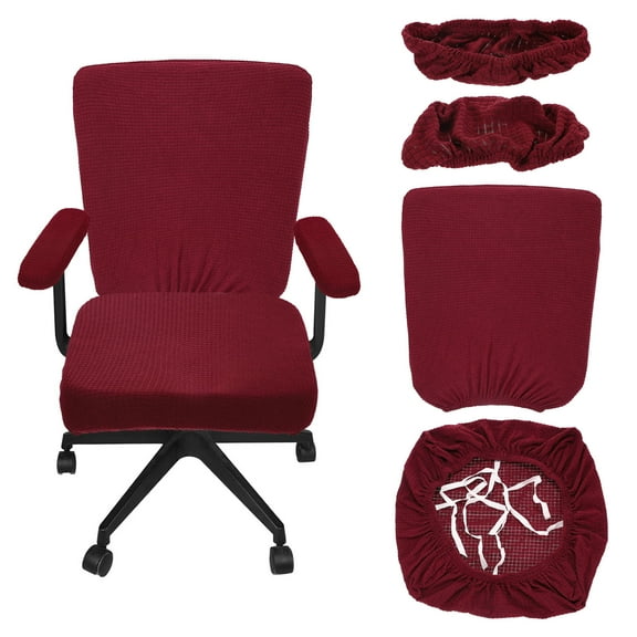 Office Chair Covers, 38-55cm Stretchable Computer Chair Slipcover, Wine Red
