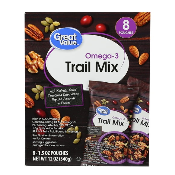 Great Value Omega-3 Trail Mix, 1.5 oz, 8 Count