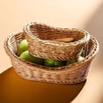 thumbnail image 4 of Woven Bread Basket Rattan Style Fruit Basket Stackable Serving Tray Storage Basket for Kitchen Dining Restaurant Outdoor Picnic Party Bread Fruit Snacks Pastries Storage Organizer Serving Accessories, 4 of 5