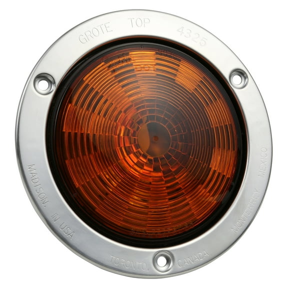 Grote 54493 SuperNova 4" NexGen LED Stop Tail Turn Light - Amber, Stainless Steel Flange, Auxiliary, Male Pin