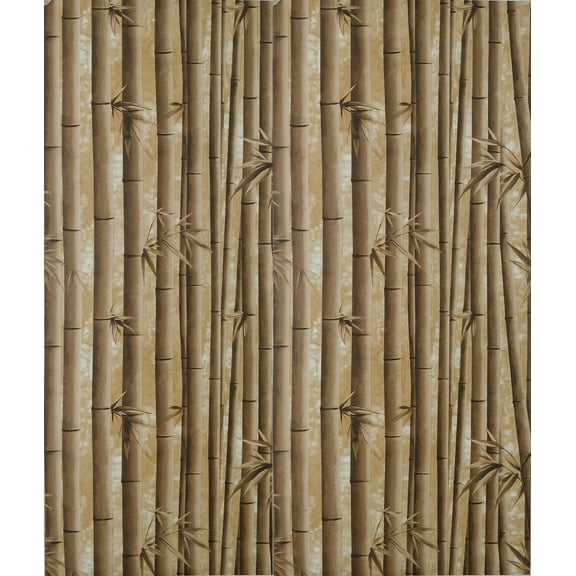 Dundee Deco Peel and Stick Self Adhesive Wallpaper - Floral Printed Brown Bamboo Shoots, 18 ft x 18 in