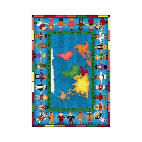 Kid Essentials - Inspirational Area Rugs Let the Children Come, 7'8" x 10'9", Multicolored