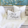 thumbnail image 4 of Throw Blankets Merry & Bright Christmas Throw Pillow – 14x20" White and Silver Embroidered Velvet Lumbar Cushion,Queen Size Blankets, 4 of 7