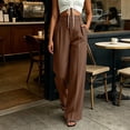 thumbnail image 4 of cocolona Womens Summer Casual High Waist Dress Pants Elastic Waist Straight Wide Leg Business Suit Pants with Pockets, 4 of 5