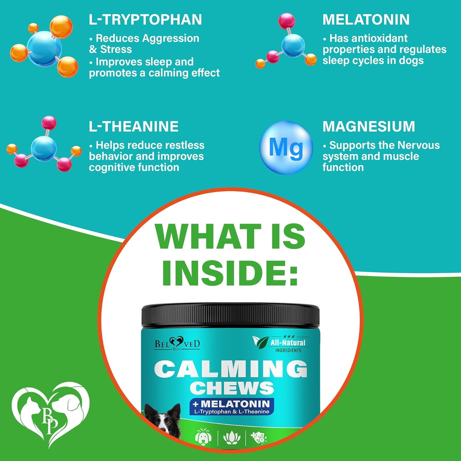 Beloved Pets Calming Chews for Dogs – Melatonin Dog Treats for Anxiety Relief, Stress Support & Sleep Aid – Relaxing Supplement for Fireworks, Thunder, Travel & Barking – Natural Anti-Stress Dog Chew