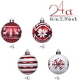 thumbnail image 3 of 24 bolas navideñas tradicionales de 60 mm en rojo y blanco, irrompibles para decorar el árbol de Navidad, 3 of 4