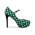 thumbnail image 3 of BLISSFUL STEP Women's Shoe Polka Dots Mary Janes Stiletto Heels Platform Ankle Strap Close Toe  Pumps Dark Green 8.5, 3 of 7