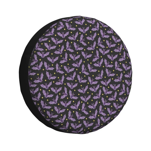 Fotbe Bat Purple Funda de Llanta de Repuesto con Estampado, Engrosada, Ajuste Universal para Jeep, Remolque, RV, SUV, Camión-15 inch