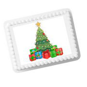 Christmas Tree Edible Icing Image Cake Decoration Topper -1/4 Sheet